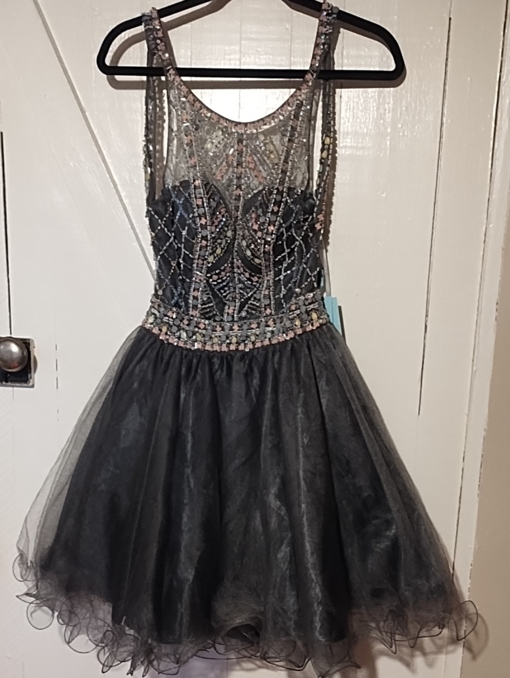 GLS Collective Black Beaded Tulle Midi Dress XS NWT.